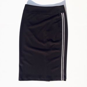 Stretch Black Side Stripes Pencil Skirt